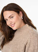 Ribattu neulepusero puff-hihoilla ja napeilla, Beige, Model image number 3