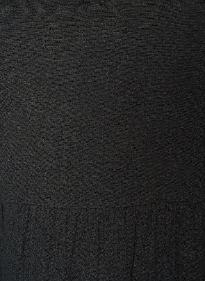 A-linjainen midimekko puuvillamusliinista, Musta, Packshot image number 2