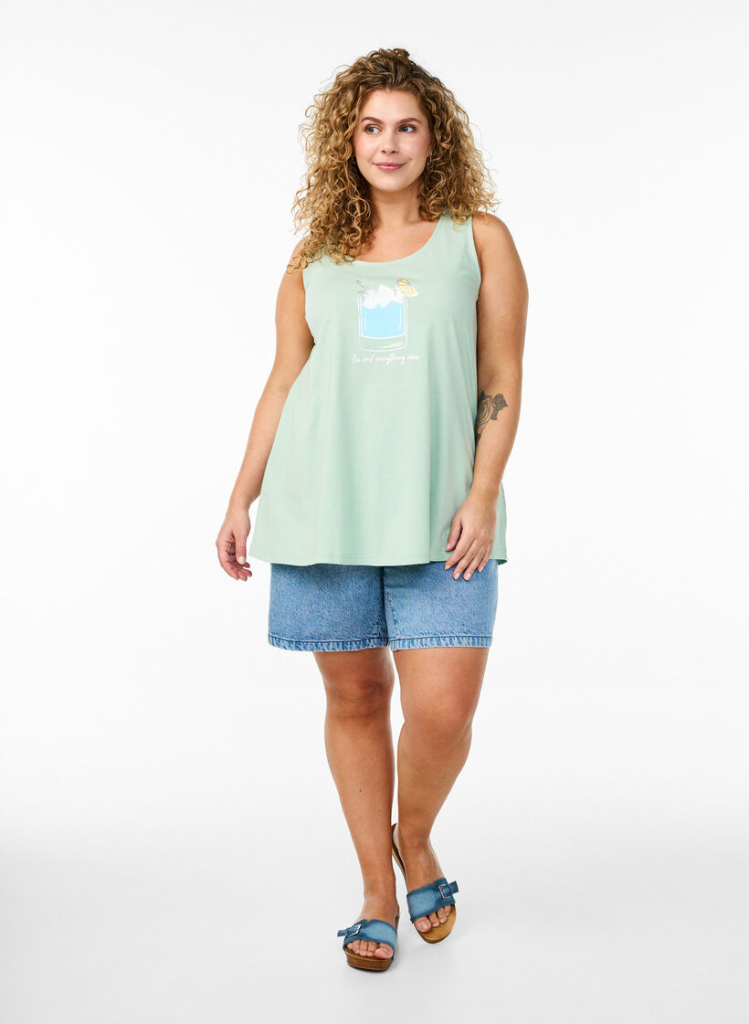 Puuvillatoppi A-mallissa, Vihre&auml;, Model image number 1