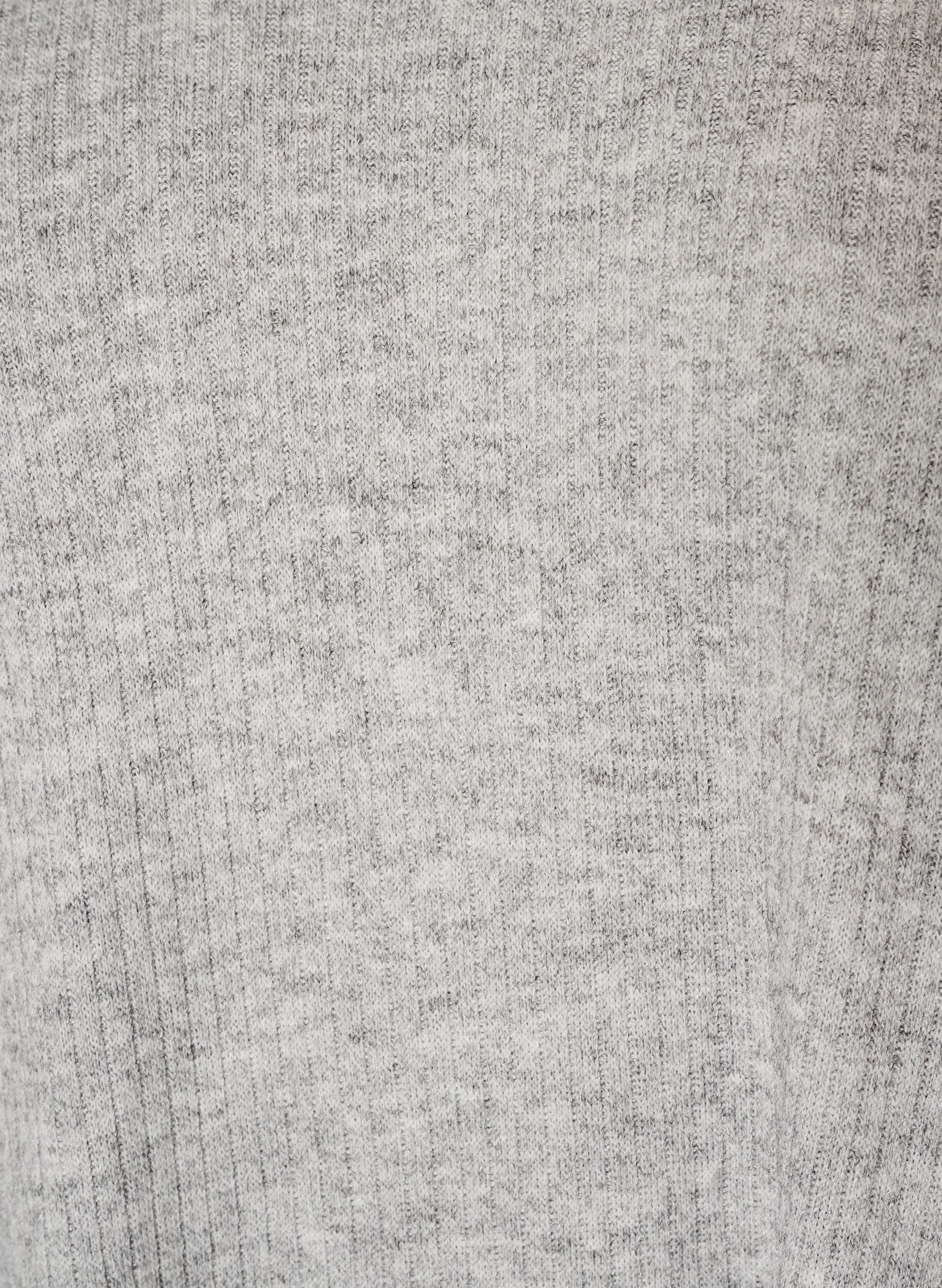 ZizziJersey-pusero ribatulla tekstuurilla ja V-p&auml;&auml;ntiell&auml;, Harmaa, Packshot image number 2