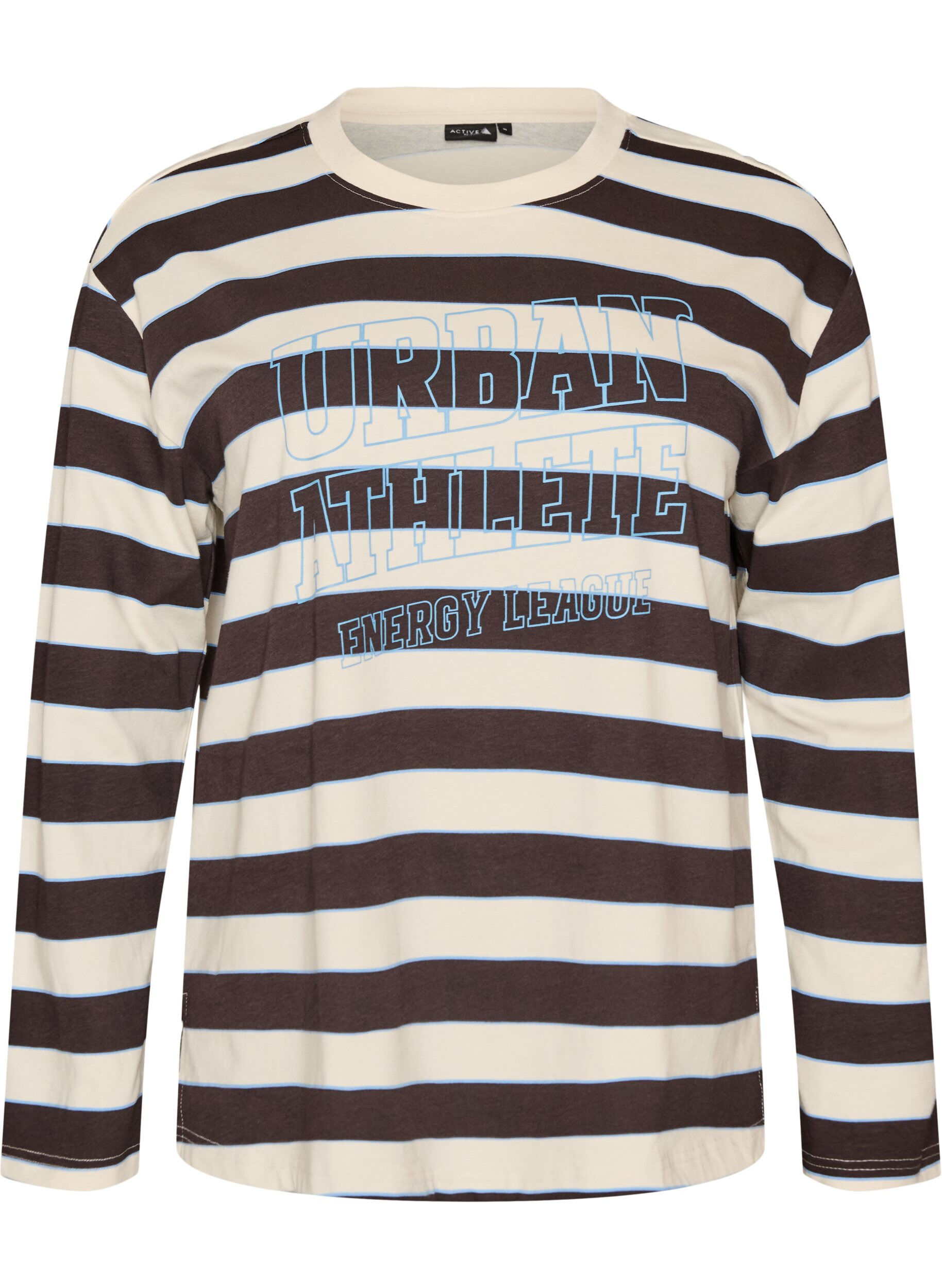 ZizziRaidallinen trikoopusero urheilullisella tekstipainatuksella, Ruskea, Packshot image number 0
