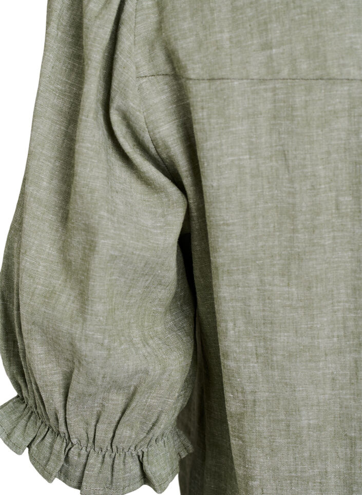 Pusero pellava-viskoosisekoitteesta 1/2-hihoilla, Vihre&auml;, Packshot image number 3