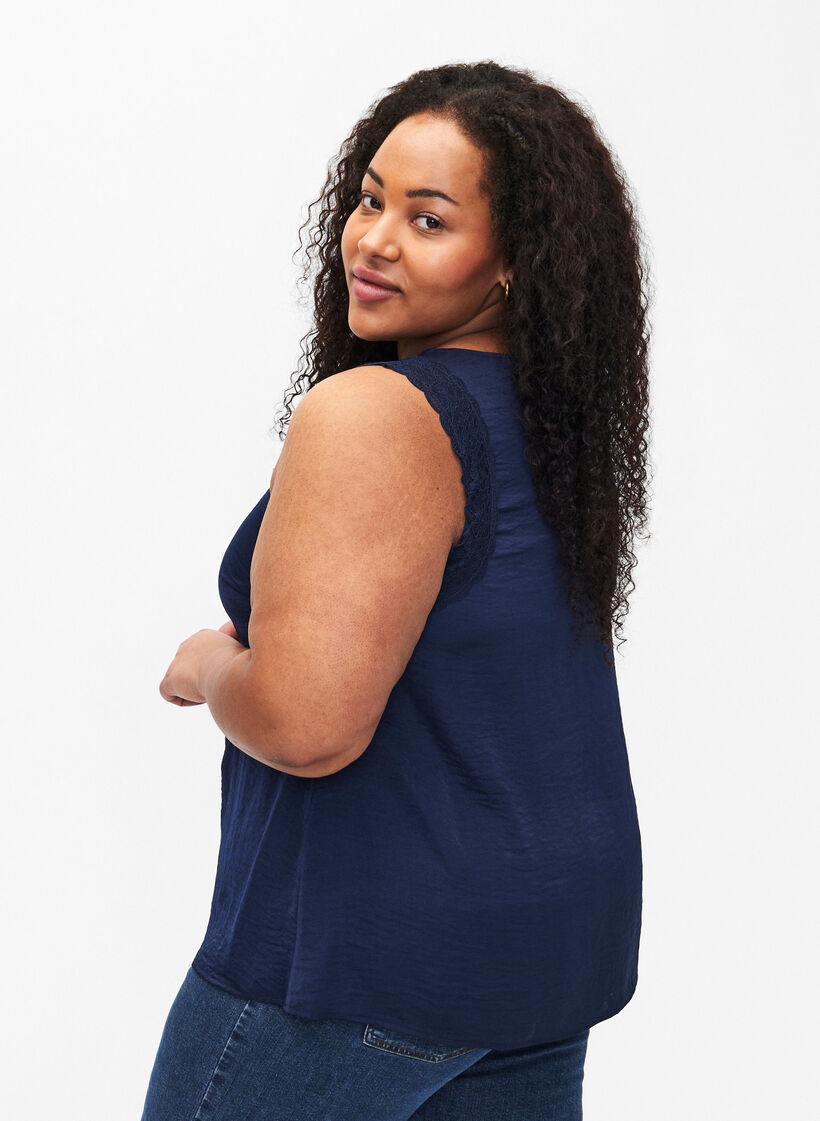 Toppi, jossa on pitsiä ja ristikoriste, Navy, Model image number 1