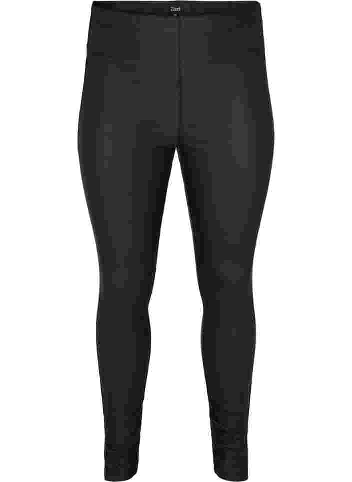 Pinnoitetut leggingsit halkioilla, Black, Packshot image number 0