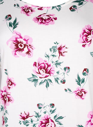 Kukkakuvioinen viskoosipusero lyhyillä hihoilla, White Pink AOP, Packshot image number 2