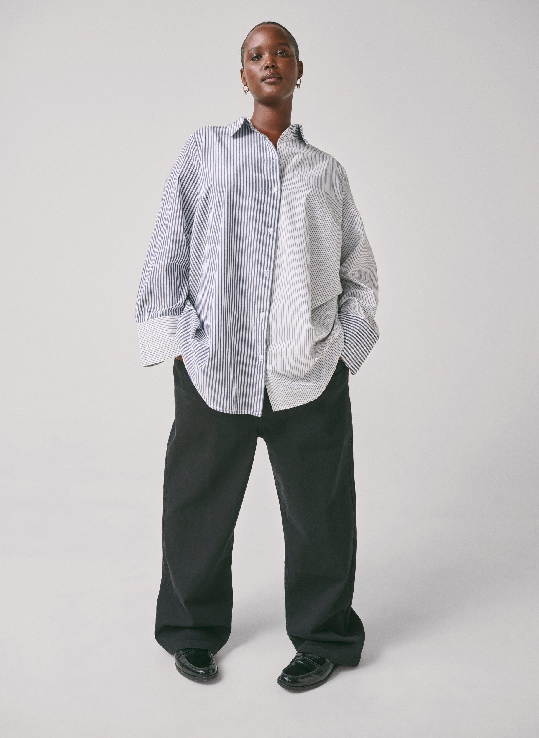 Zizzi Pitk&auml;hihainen raidallinen paita, Lava Smoke Stripe, Image image number 1