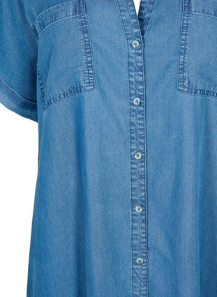 Lyocell-kuidusta (TENCEL™) valmistettu paitamekko lyhyillä hihoilla, Medium Blue Denim, Packshot image number 2
