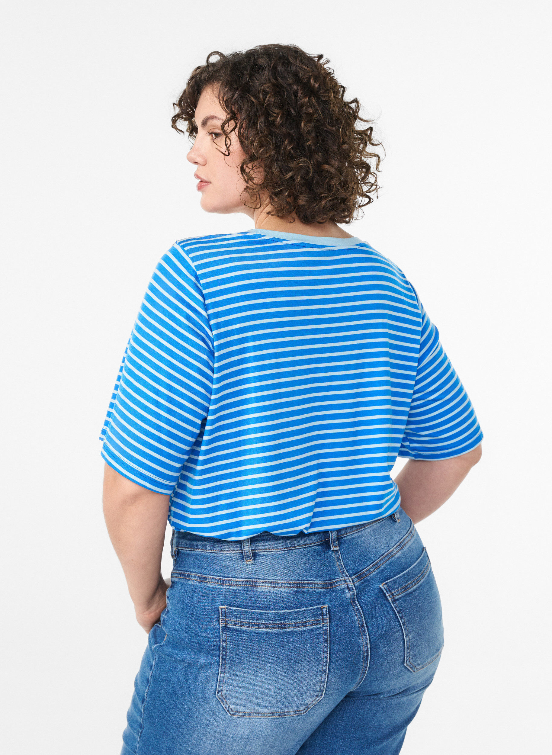ZizziT-paita TENCEL&trade; Lyocellista ja raidoilla, Sininen, Model image number 2
