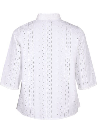Puuvillainen paita reikäkuviolla, Bright White, Packshot image number 1