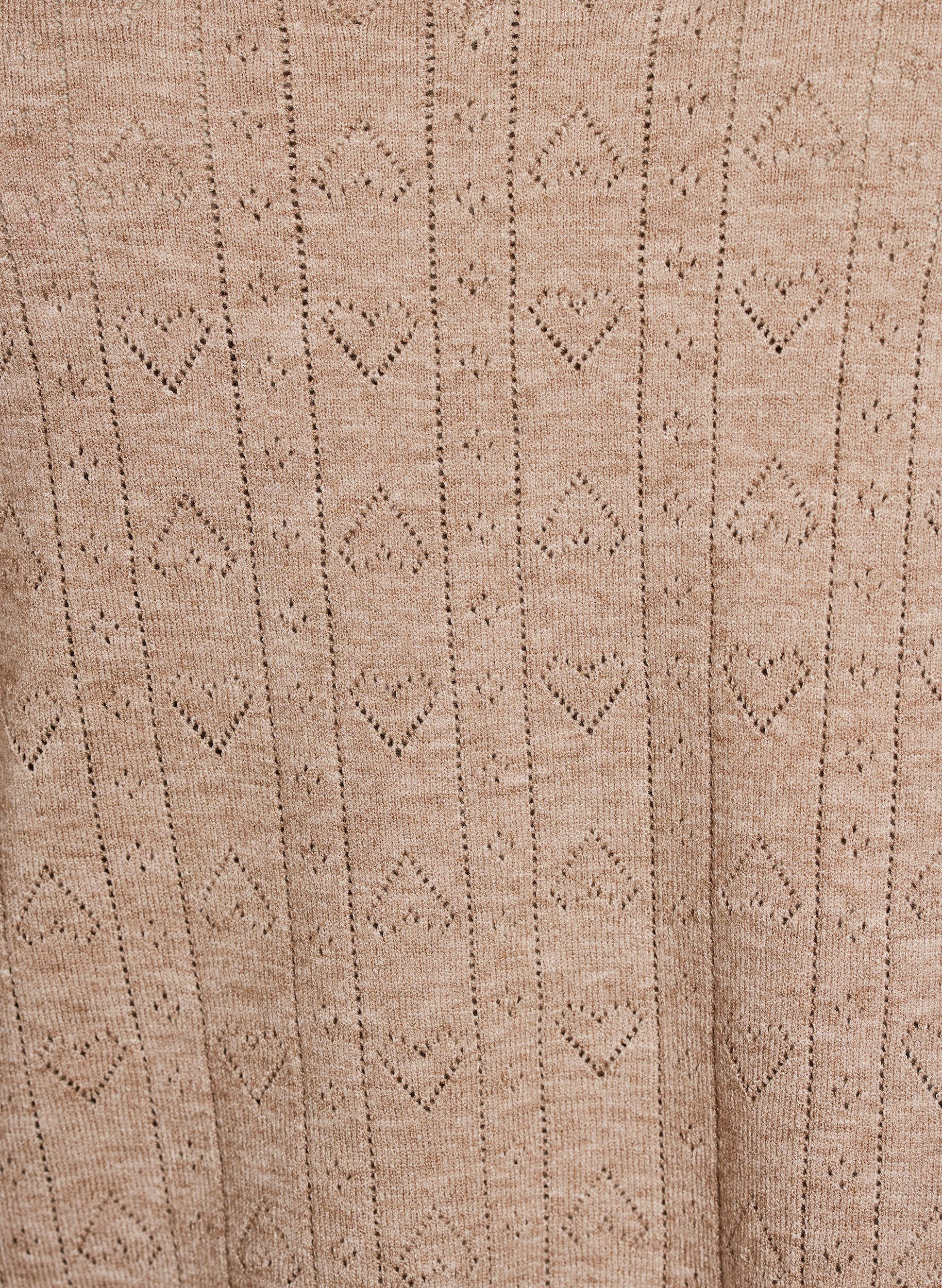 ZizziLyhythihainen neulepusero pointelle-kuviolla, Beige, Packshot image number 2