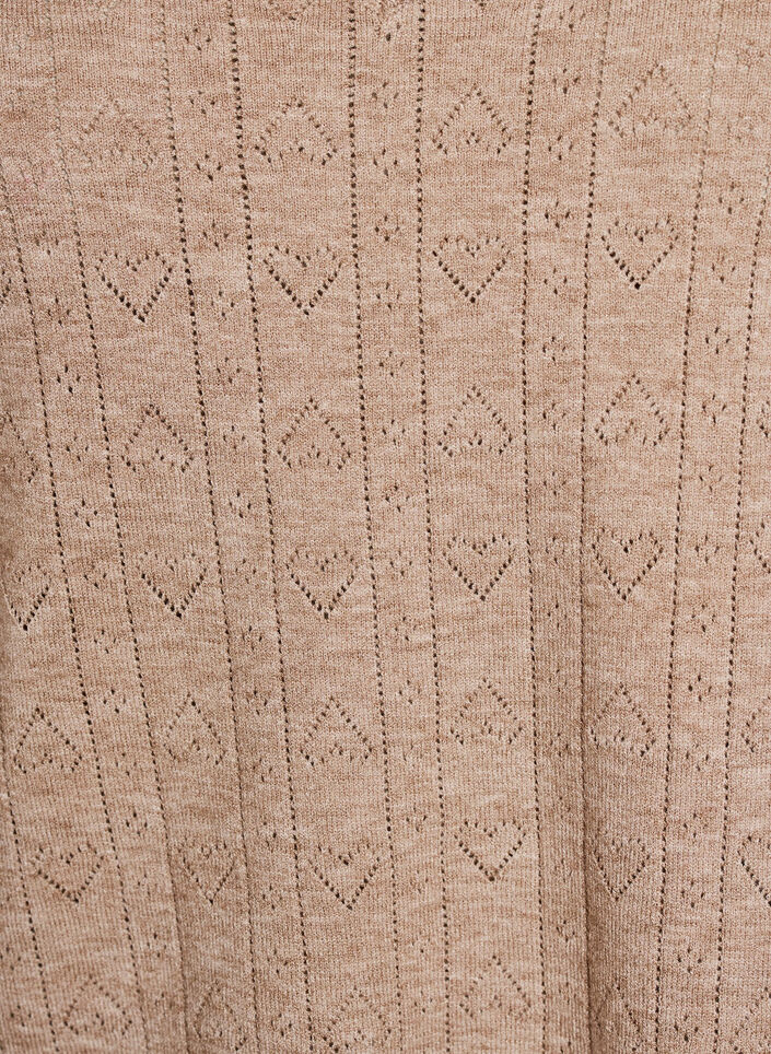 Lyhythihainen neulepusero pointelle-kuviolla, Beige, Packshot image number 2