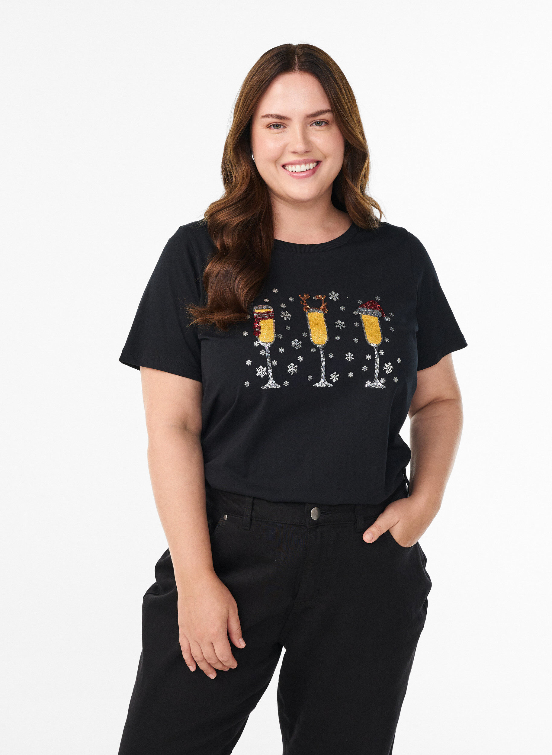 Joulupaita luomupuuvillasta, Musta, Model