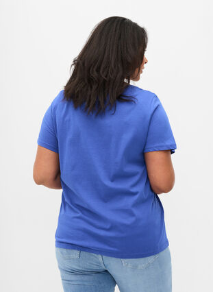 Lyhythihainen puuvillainen t-paita printillä , Dazzling Blue WAYS, Model image number 1