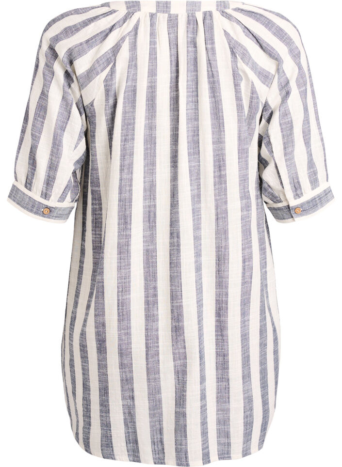 Puuvillatunika V-p&auml;&auml;ntiell&auml;, Beige, Packshot image number 1