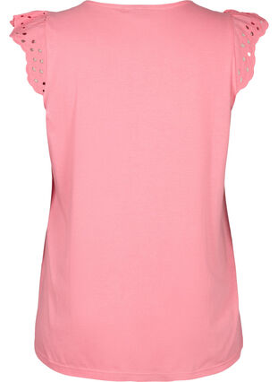 Luomupuuvillasta valmistettu T-paita englantilaisella kirjonnalla, Strawberry Pink , Packshot image number 1