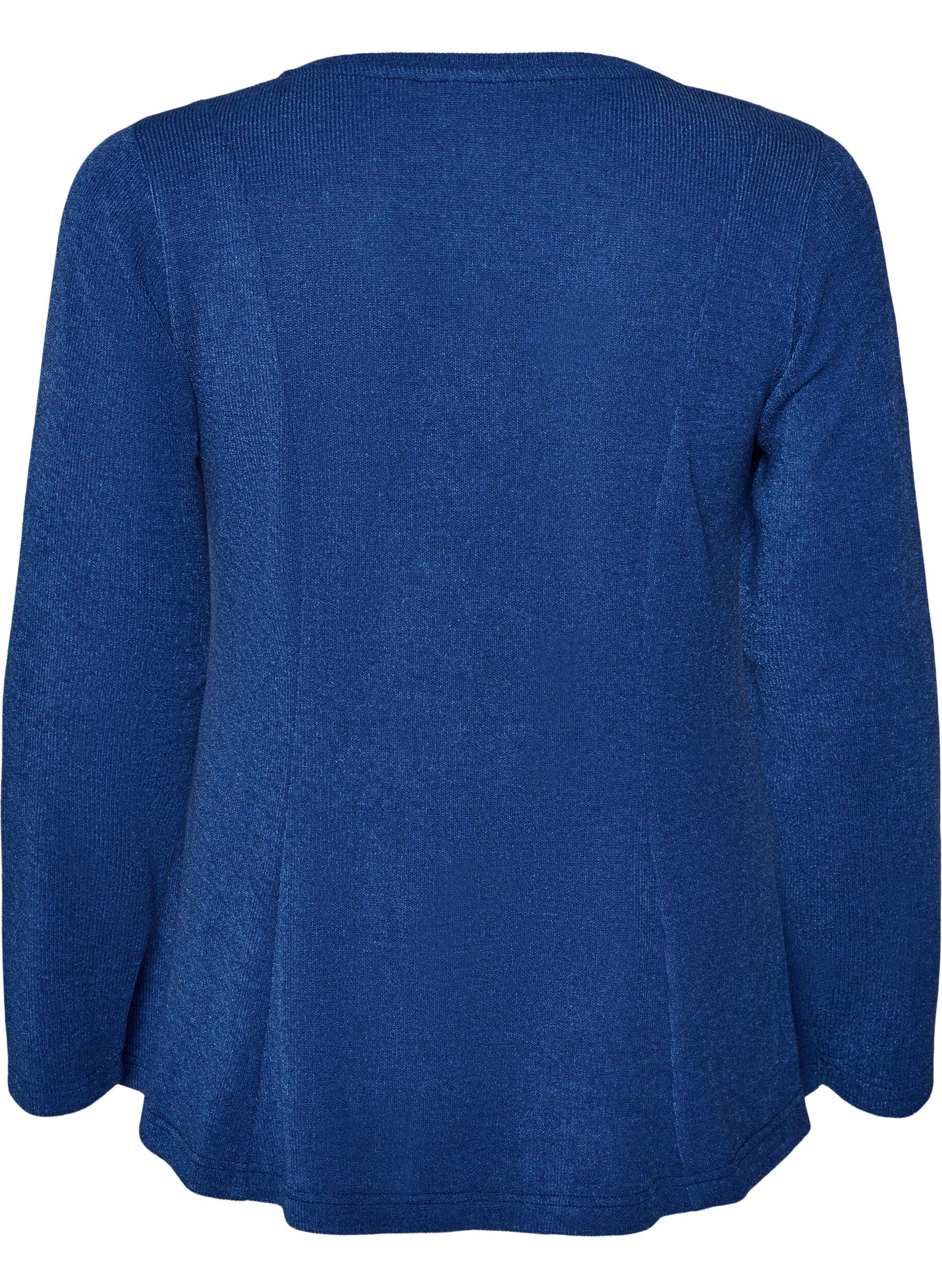 ZizziJerseypusero ribatulla pinnalla ja A-linjaisella mallilla, Sininen, Packshot image number 1