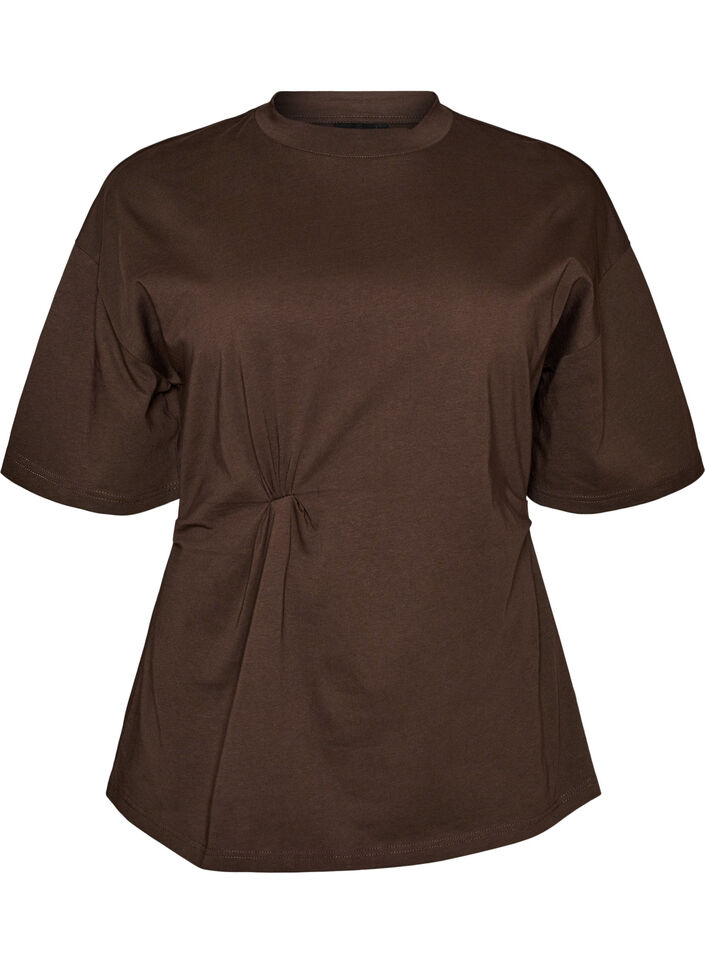 T-paita drapeeratulla yksityiskohdalla, Ruskea, Packshot image number 0
