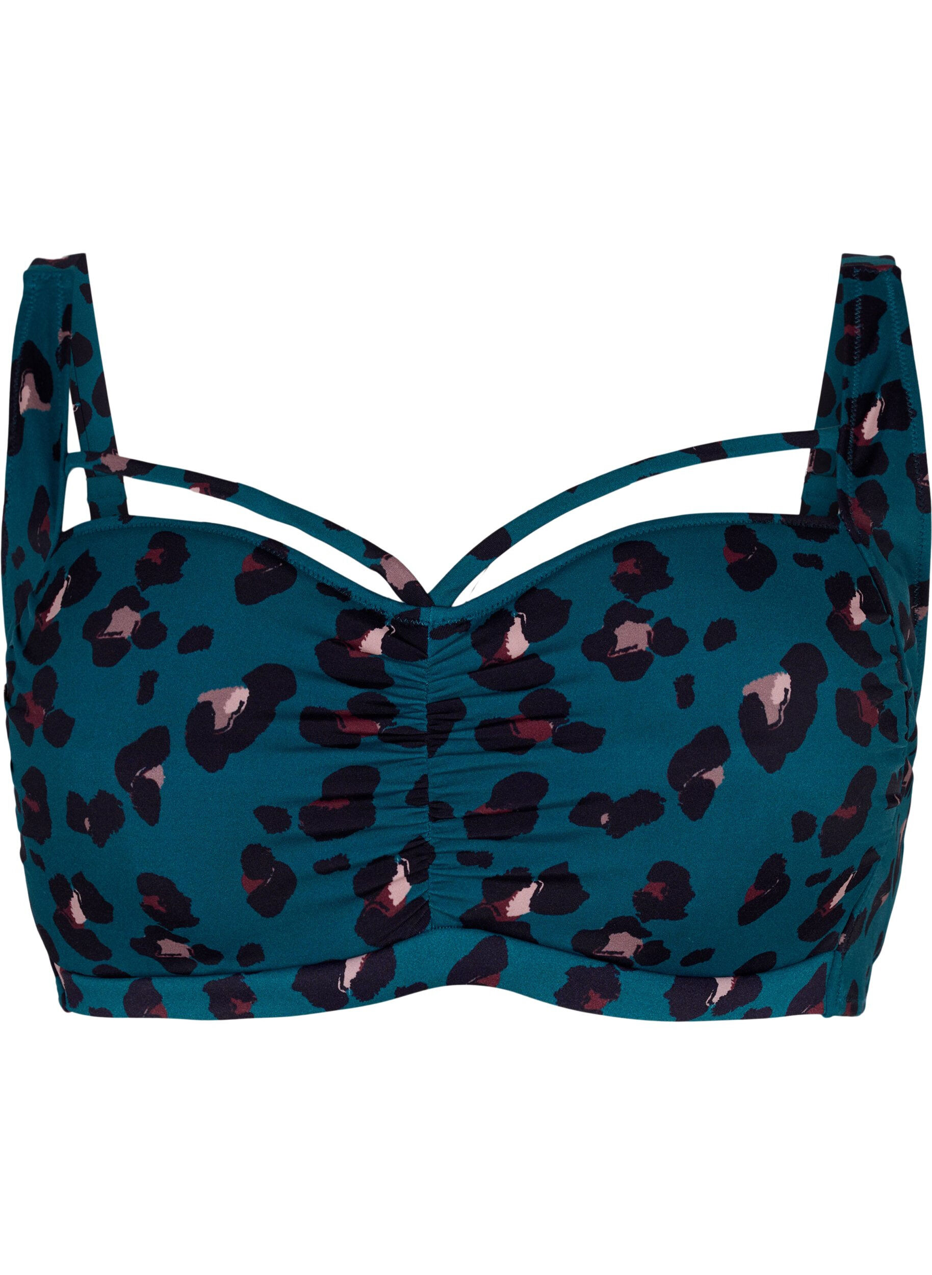 Zizzi Bikiniyl&auml;osa rypytyksell&auml; ja nauhayksityiskohdalla, Leopard, Packshot image number 0