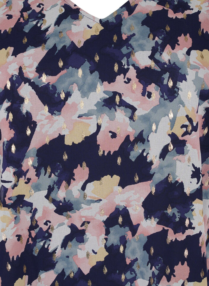 Kukkakuvioinen pusero, jossa on pitkät hihat ja V-pääntie, Night Sky AOP Flower, Packshot image number 2