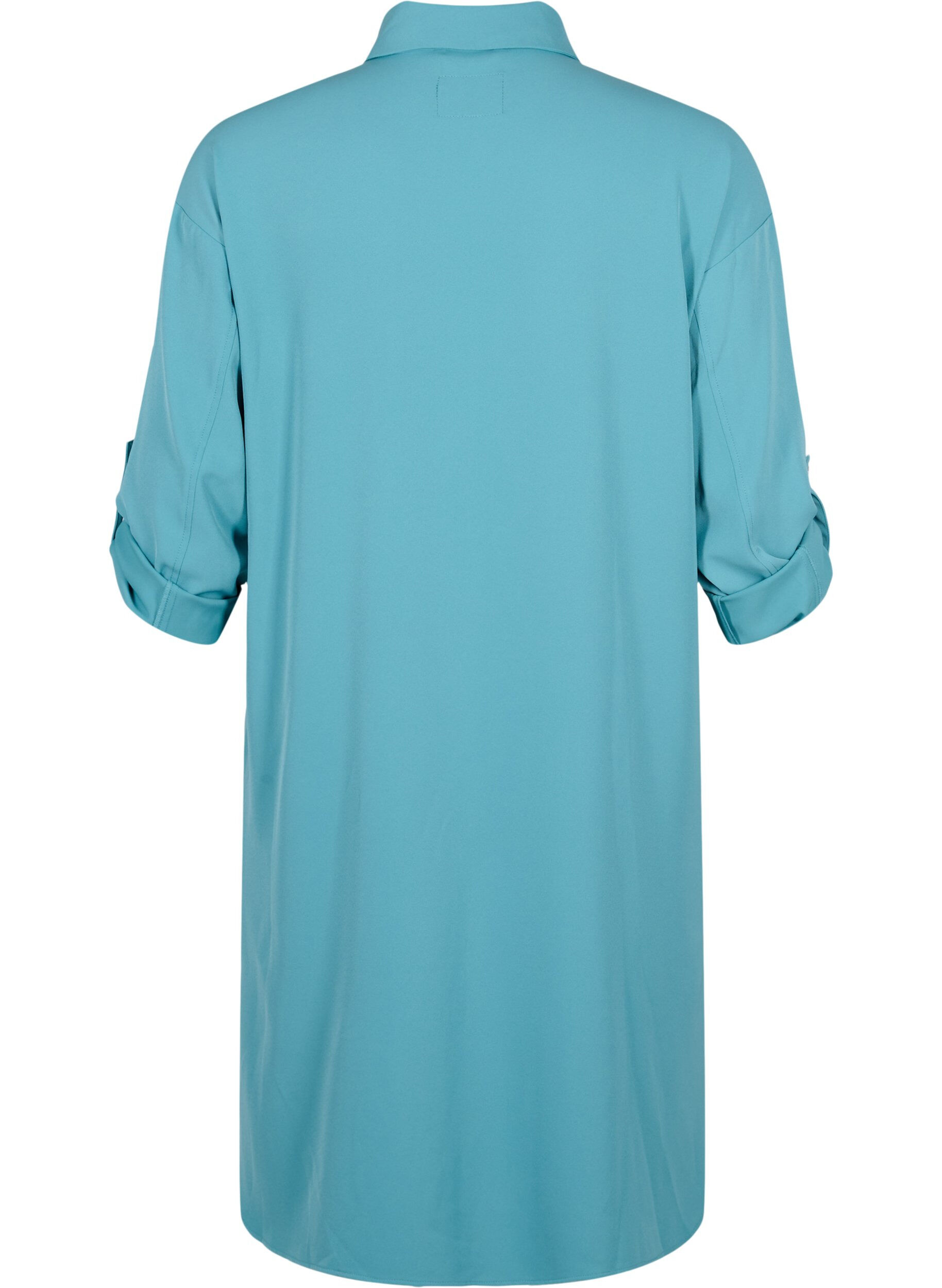 Zizzi Pitk&auml; paitatakki napituksella, Brittany Blue, Packshot image number 1