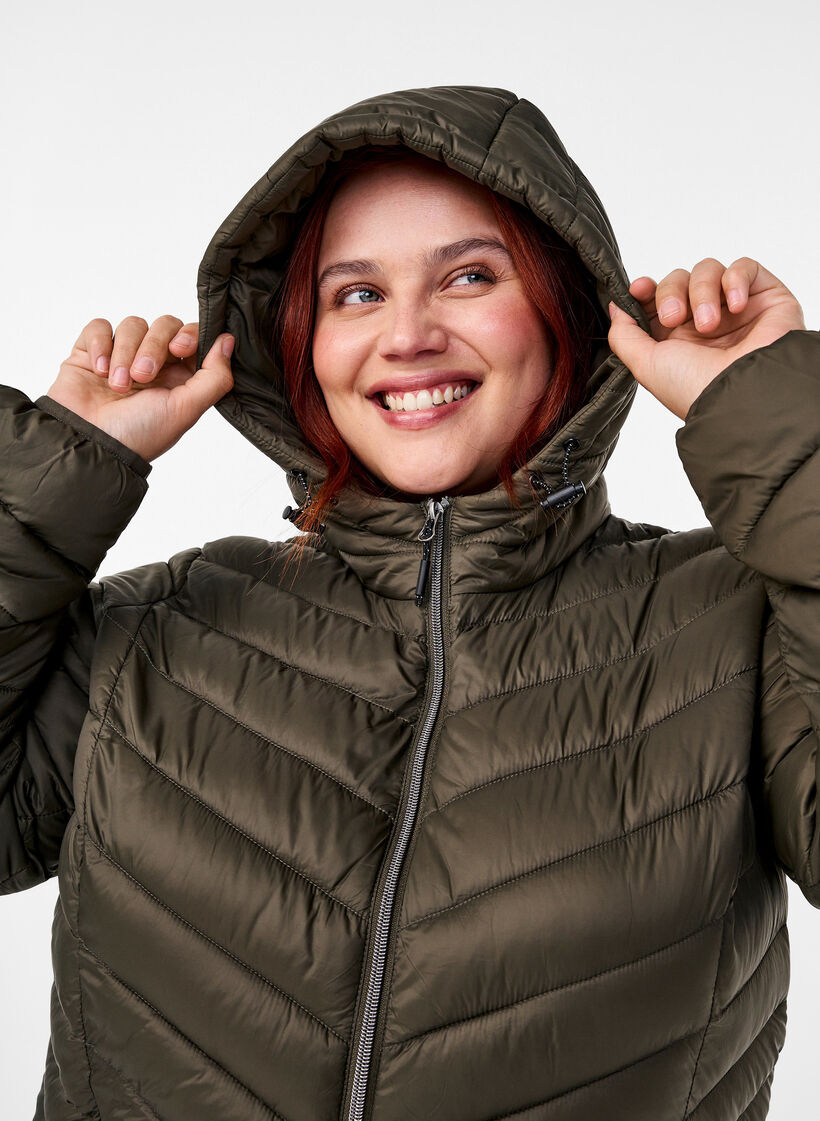 Kevyt takki hupulla, Vihre&auml;, Model image number 4