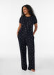 Pyjaman yl&auml;osa kukkakuviolla ja ribatulla tekstuurilla, Musta, Model image number 1