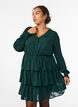 Lyhyt mekko r&ouml;yhel&ouml;ill&auml; ja kuviopinnalla, Vihre&auml;, Model image number 0