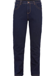 Slim fit Vilma-farkut korkealla vy&ouml;t&auml;r&ouml;ll&auml;, Sininen