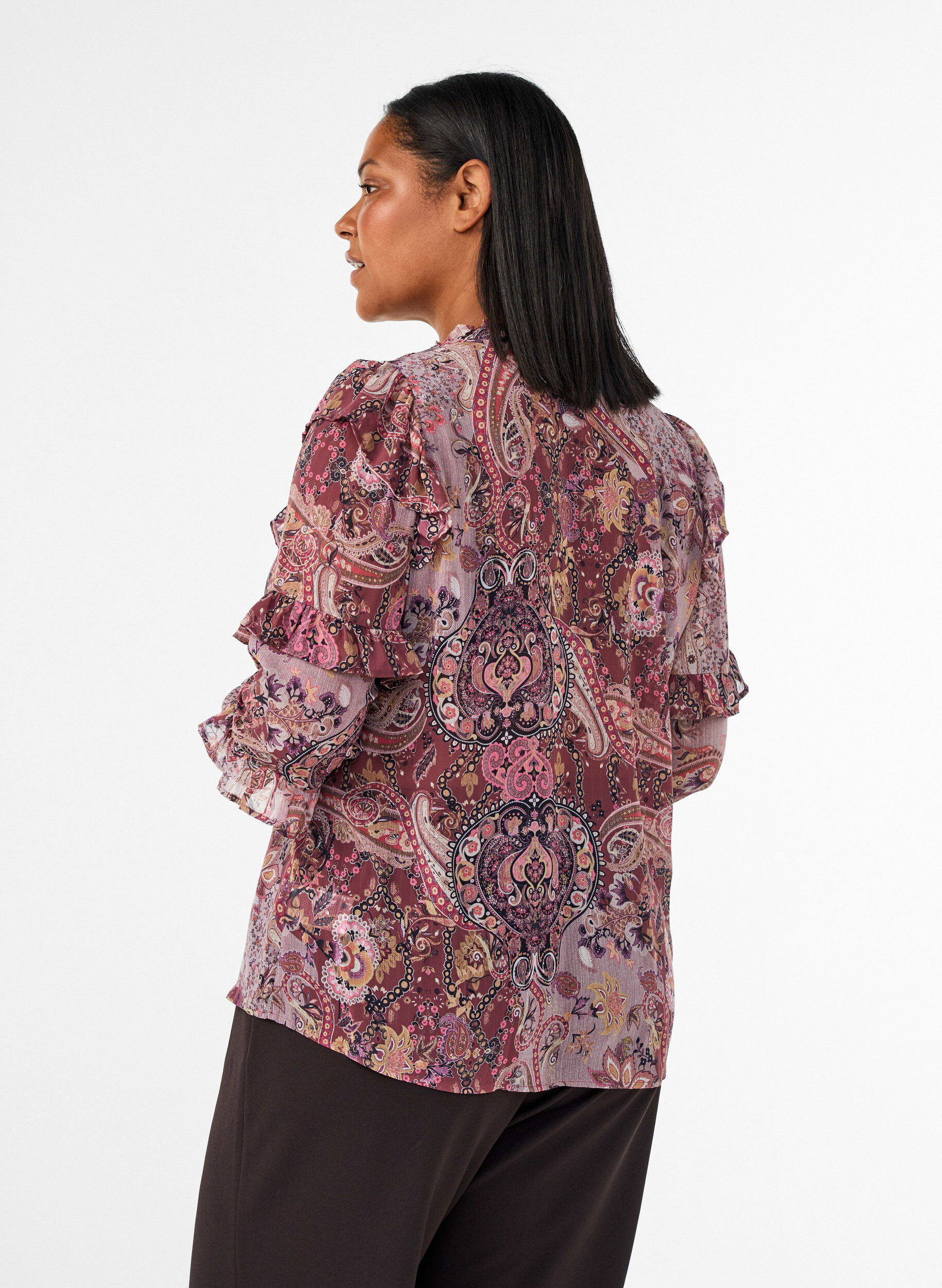 ZizziPusero paisley-kuviolla ja r&ouml;yhel&ouml;yksityiskohdilla, Violetti, Model image number 2