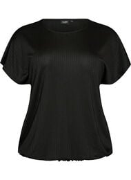 Jersey pusero raidallisella tekstuurilla ja smokkireunalla, Musta