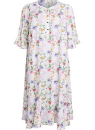 Kukkakuvioinen midi-mekko 3/4-pituisilla hihoilla, Vaaleanpunainen