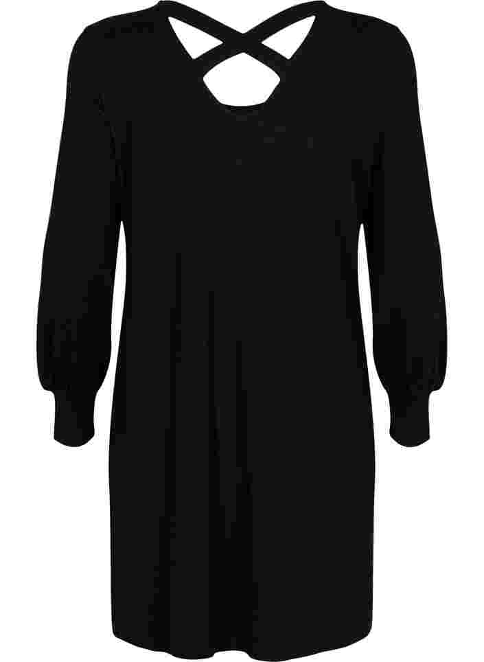 Pitkähihainen mekko selkäyksityiskohdilla, Black, Packshot image number 1