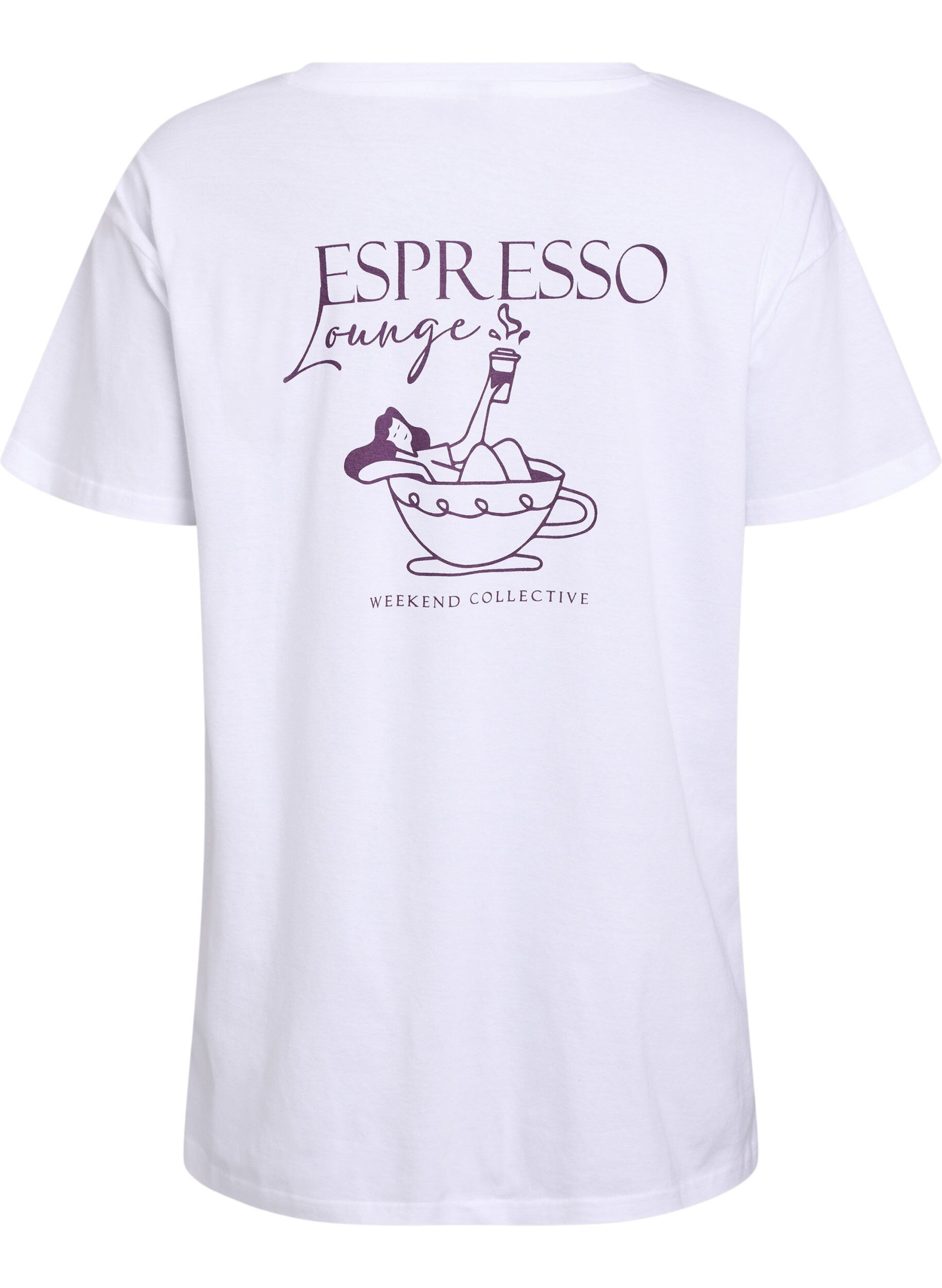 Zizzi Pitk&auml; y&ouml;-T-paita luomupuuvillasta printill&auml;, Valkoinen, Packshot image number 1