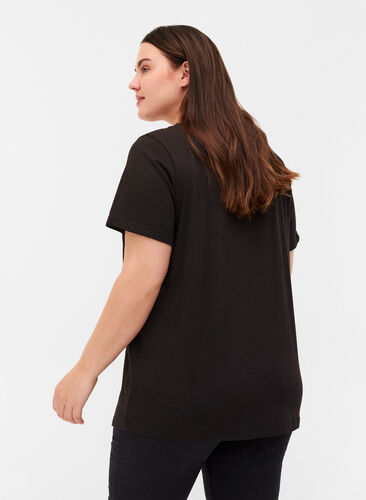 Lyhythihainen t-paita v-aukolla ja mesh-kankaalla, Black, Model image number 1