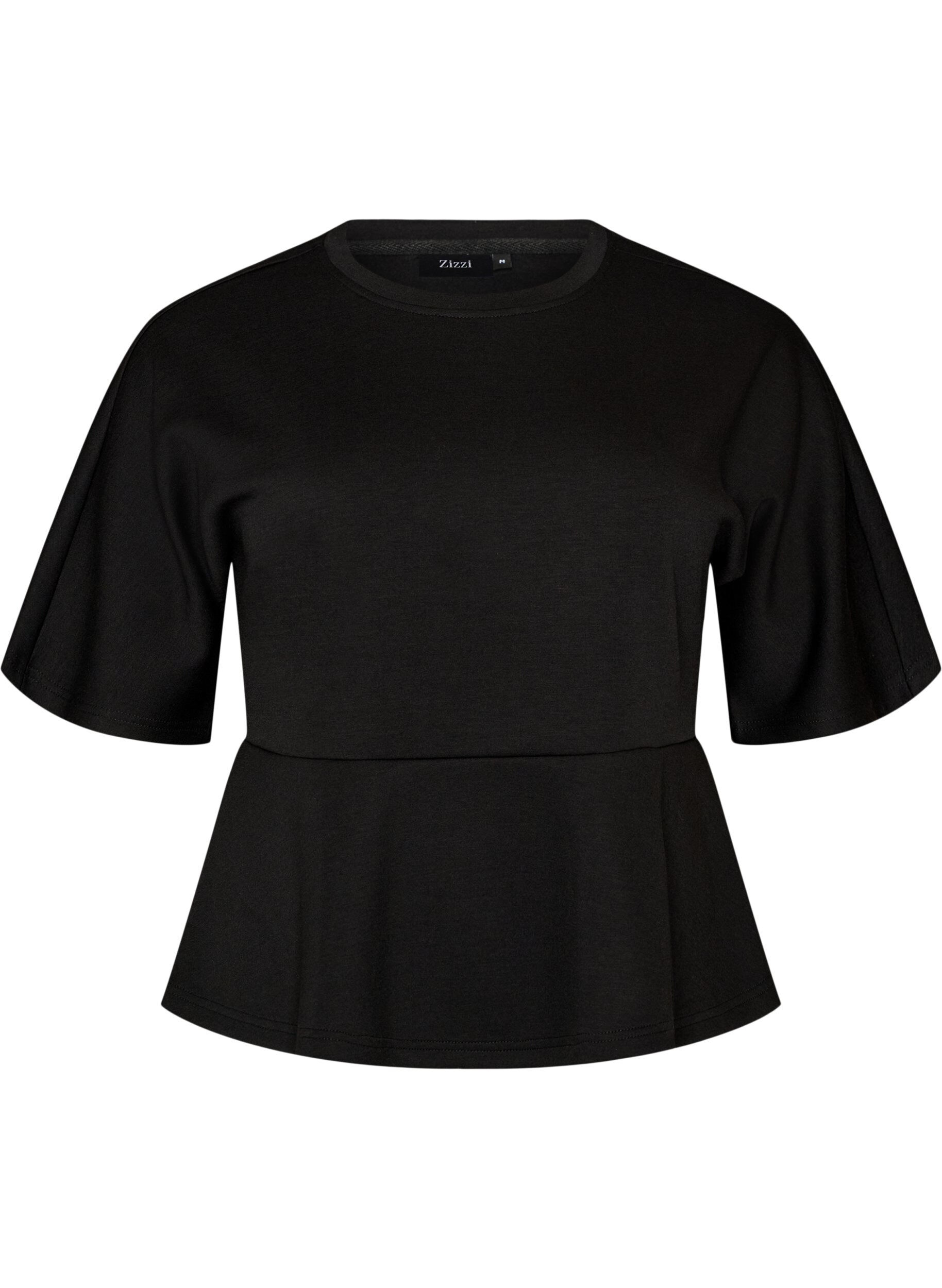 ZizziPeplum-pusero kyyn&auml;rpituisilla hihoilla, Musta, Packshot image number 0