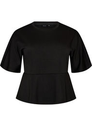 Peplum-pusero kyyn&auml;rpituisilla hihoilla, Musta