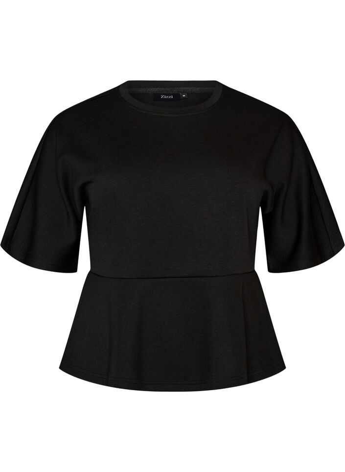 Peplum-pusero kyyn&auml;rpituisilla hihoilla, Musta, Packshot image number 0