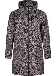 Sadetakki, jossa on taskut ja huppu, Ruskea