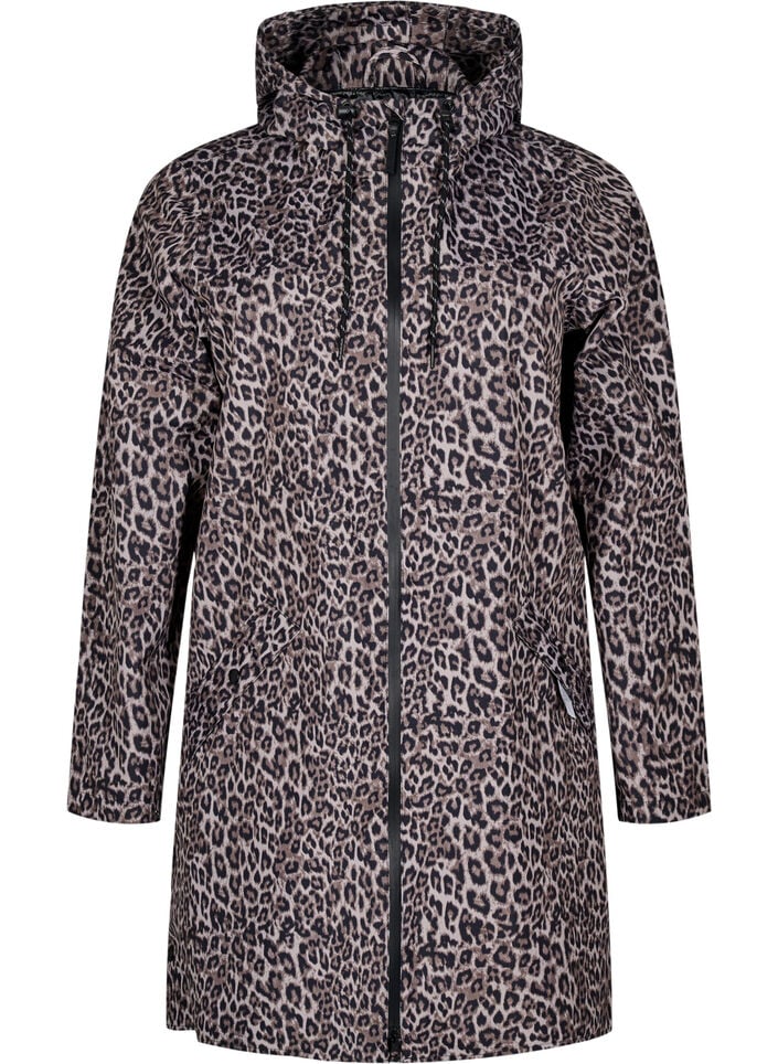 Sadetakki, jossa on taskut ja huppu, Ruskea, Packshot image number 0