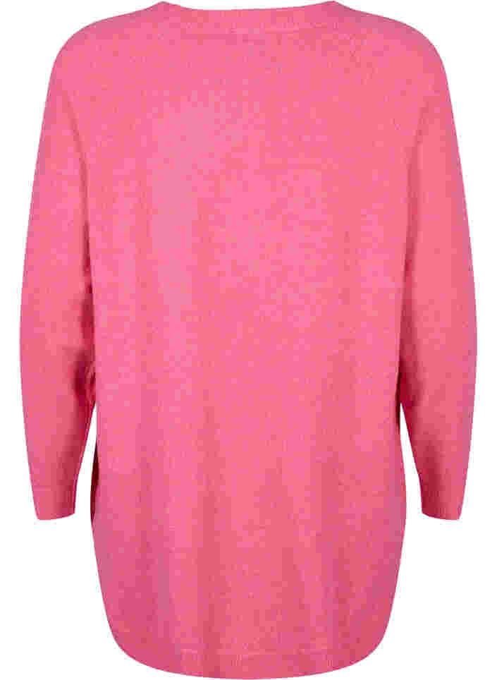 Meleerattu neulepusero nappiyksityiskohdilla, Hot Pink White Mel., Packshot image number 1