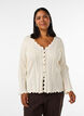 Cardigan with eyelet embroidery and wavy edges, Vanilla, Model image number 0