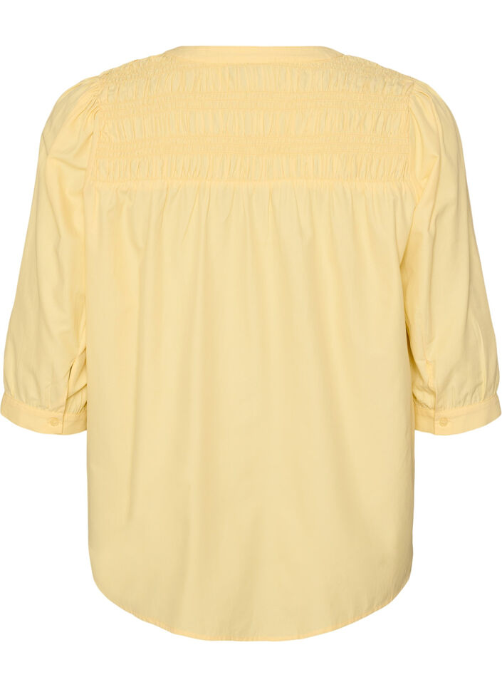 Pusero smockilla ja 3/4-hihoilla, Keltainen, Packshot image number 1