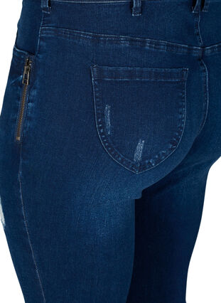 Super slim -malliset Amy-farkut halkiolla, Dark blue denim, Packshot image number 3