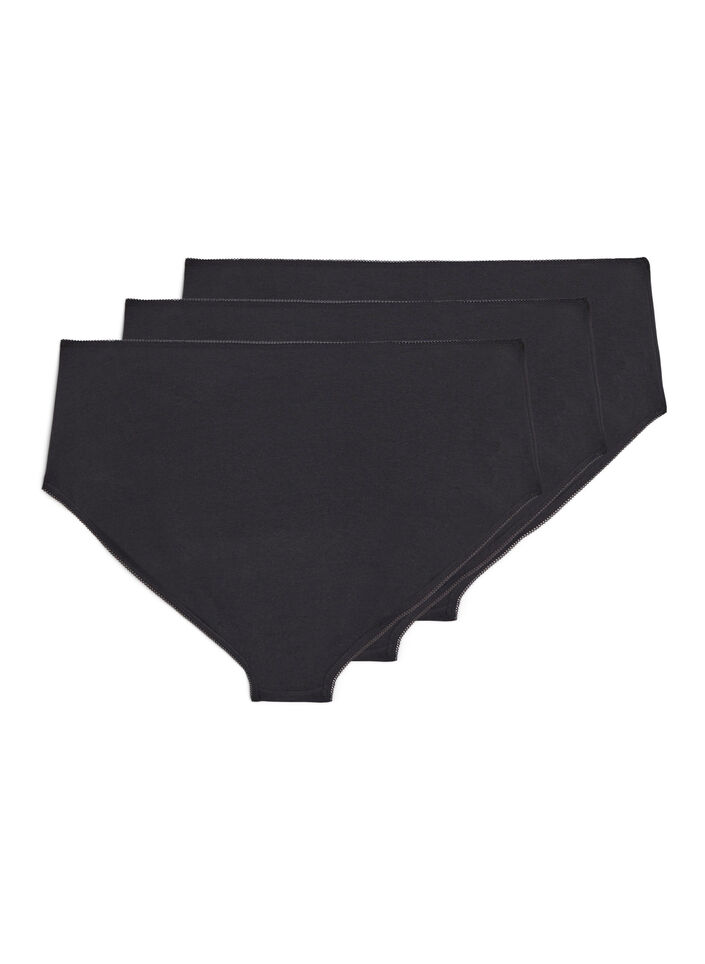 3 kpl setti puuvilla-alushousuja normaalilla vy&ouml;t&auml;r&ouml;ll&auml;, Musta, Packshot image number 1