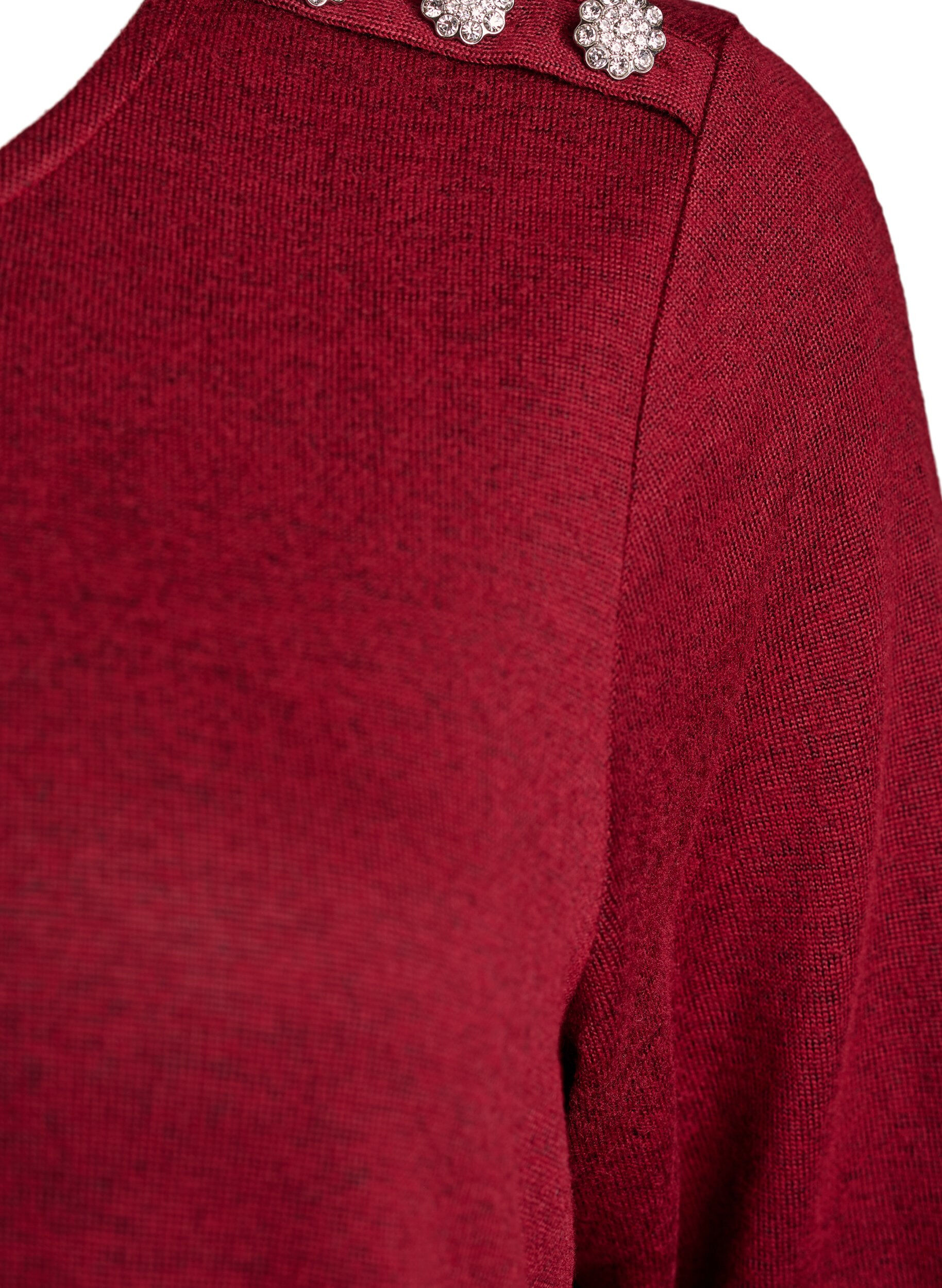 Zizzi Paljettipusero koristeellisilla napeilla, Punainen, Packshot image number 3