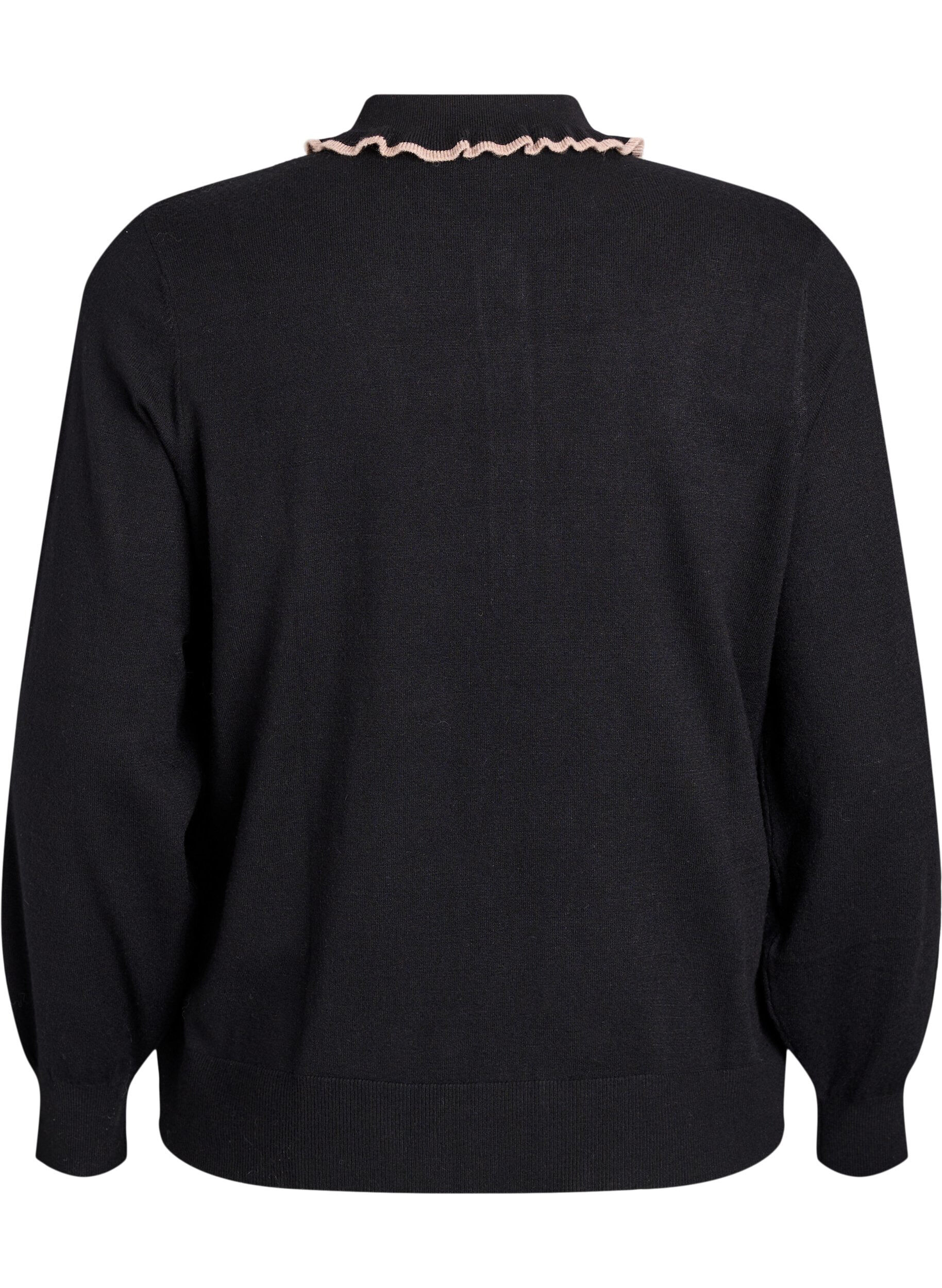 Zizzi Neulepusero r&ouml;yhel&ouml;isell&auml; poolokauluksella, Musta, Packshot image number 1