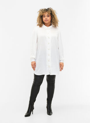 Pitkä paita helminapeilla, Bright White, Model image number 2