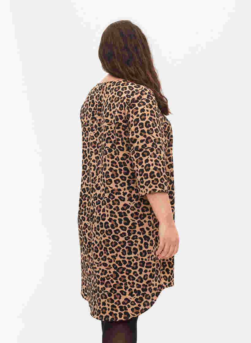 Kuosillinen mekko 3/4-hihoilla, Leopard, Model image number 1