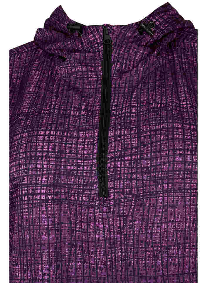Sporttinen anorakki vetoketjulla ja taskuilla, Square Purple Print, Packshot image number 2