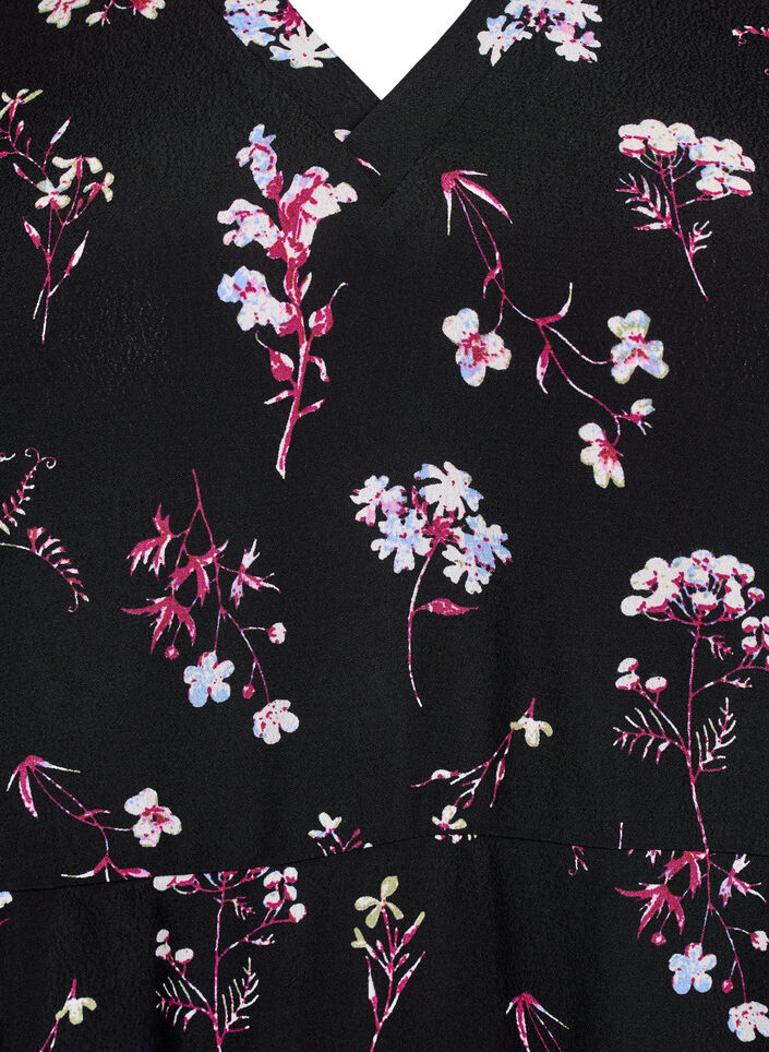 Lyhyt mekko kukkakuviolla, Musta, Packshot image number 2
